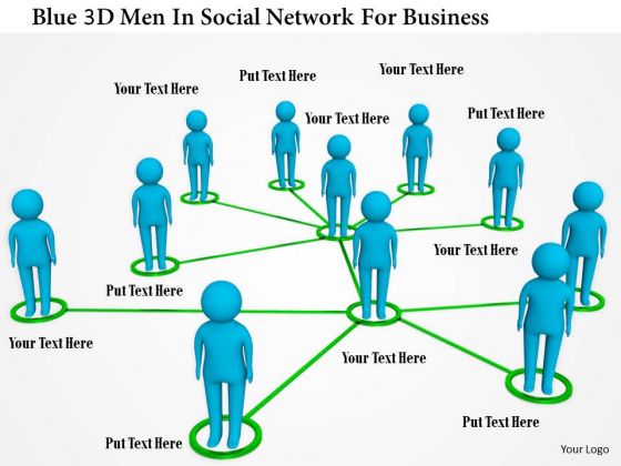 Blue 3d Men In Social Network For Business