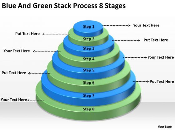 Blue And Green Stack Process 8 Stages Business Plan Strategy PowerPoint Slides