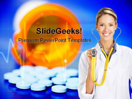 Blue Cardiogram Medical PowerPoint Template 1110