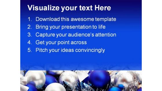 Blue Decorations Christmas PowerPoint Template 0610