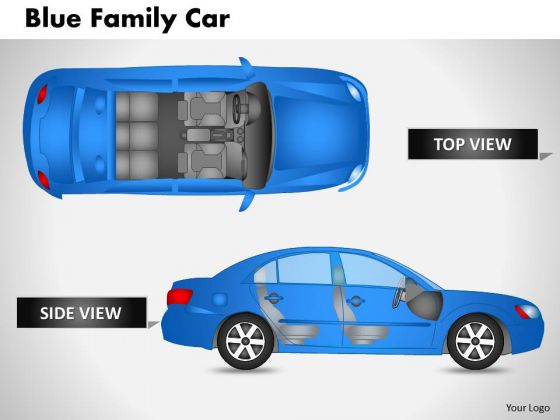 Blue Family Car Side View PowerPoint Slides And Ppt Diagram Templates