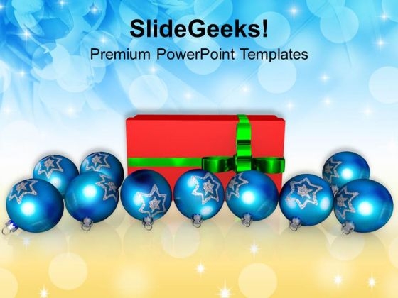 Blue Filigree With Gift Christmas Concept PowerPoint Templates Ppt Backgrounds For Slides 1112