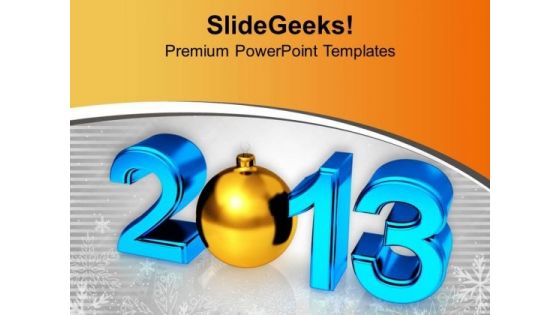 Blue Happy New Year With Golden Ball New Year PowerPoint Templates Ppt Backgrounds For Slides 1212