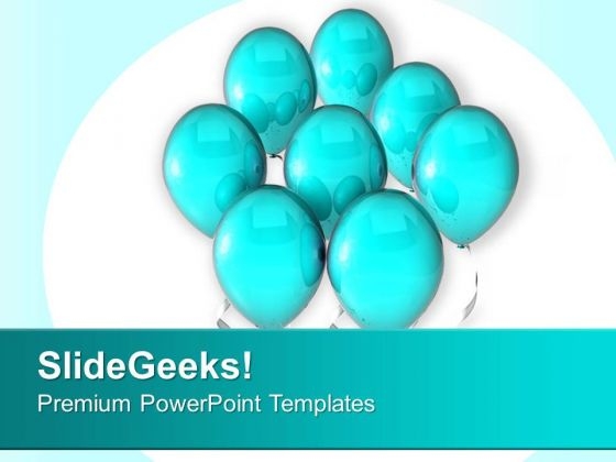 Blue Helium Balloons Decoration PowerPoint Templates Ppt Backgrounds For Slides 0313