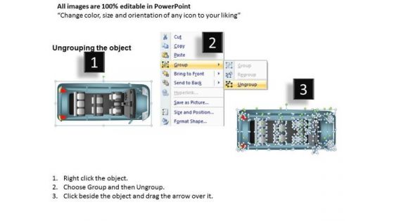 Blue Minivan Top View PowerPoint Slides And Ppt Diagram Templates