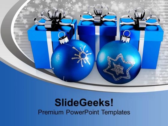 Blue Ornaments And Gifts Christmas Eve PowerPoint Templates Ppt Backgrounds For Slides 1112