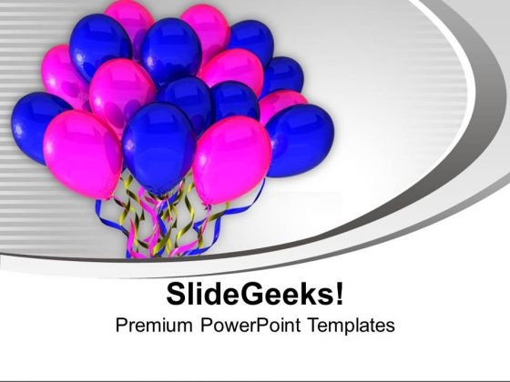 Blue Pink Balloons In Air Birthday Celebration PowerPoint Templates Ppt Backgrounds For Slides 1212