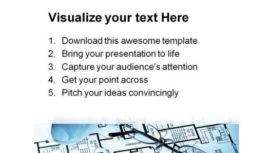 Blue Print Construction PowerPoint Template 0810