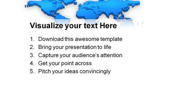 Blue World Map Globe PowerPoint Template 1010