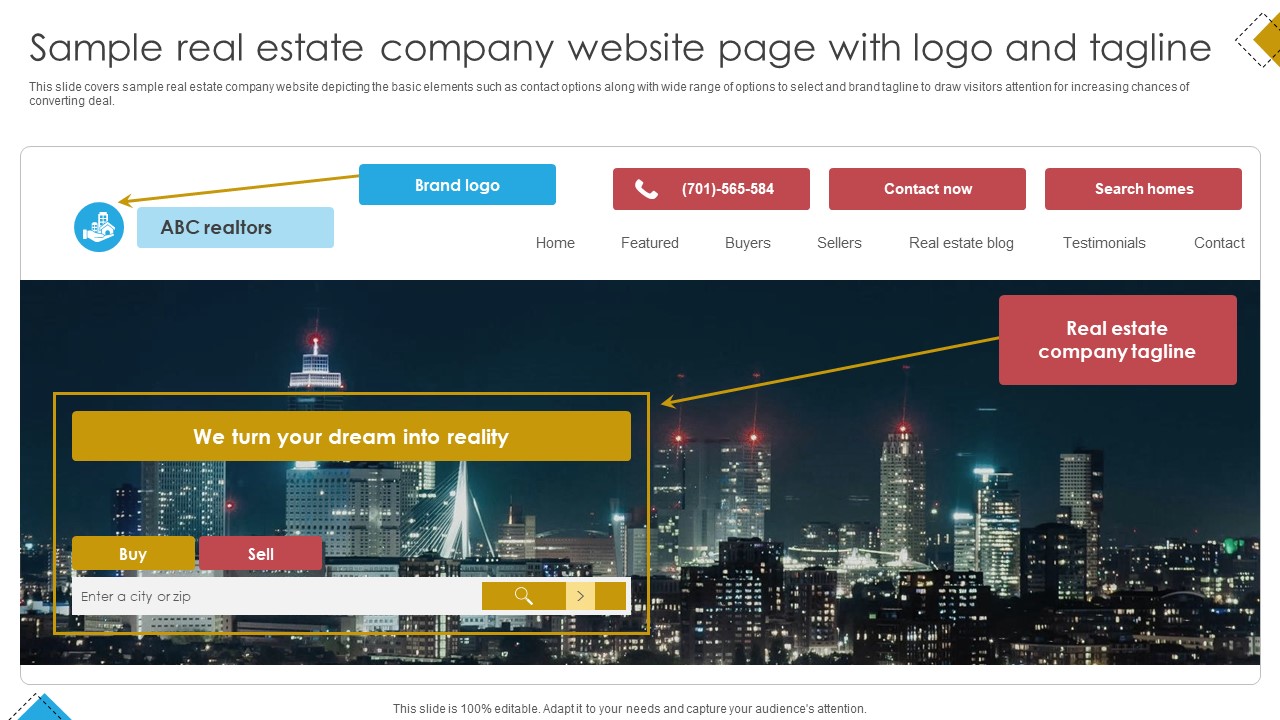 Blueprint For Effective Real Sample Real Estate Company Website Page With Logo Strategy SS V