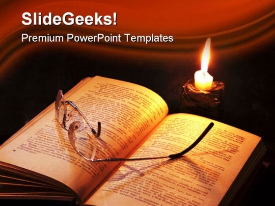 Book And Candle Religion PowerPoint Template 1110
