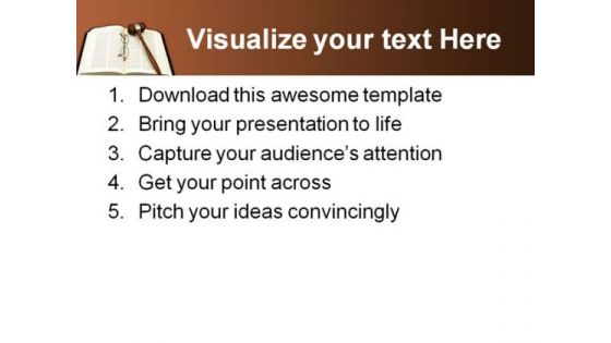 Book Gavel Glasses PowerPoint Template 1110