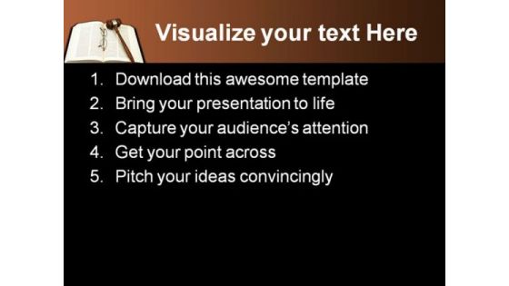 Book Gavel Glasses PowerPoint Template 1110