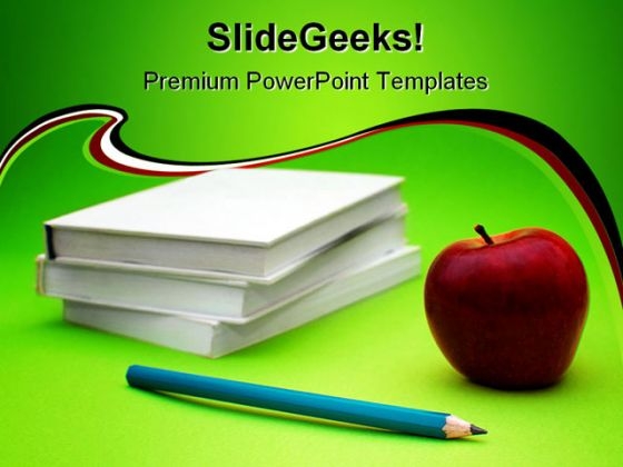Books And Apple Education PowerPoint Backgrounds And Templates 0111