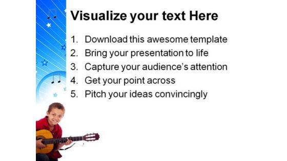 Boy Playing Guitar Music PowerPoint Templates And PowerPoint Backgrounds 0811