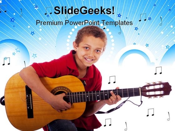 Boy Playing Guitar Music PowerPoint Templates And PowerPoint Backgrounds 0811