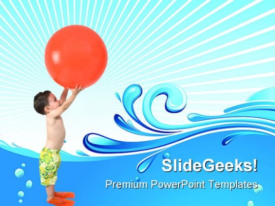 Boy With Ball Beach PowerPoint Templates And PowerPoint Backgrounds 0511