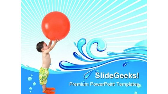 Boy With Ball Beach PowerPoint Themes And PowerPoint Slides 0511