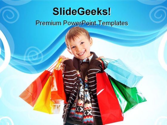 Boy With Shopping Bags Sales PowerPoint Templates And PowerPoint Backgrounds 0311