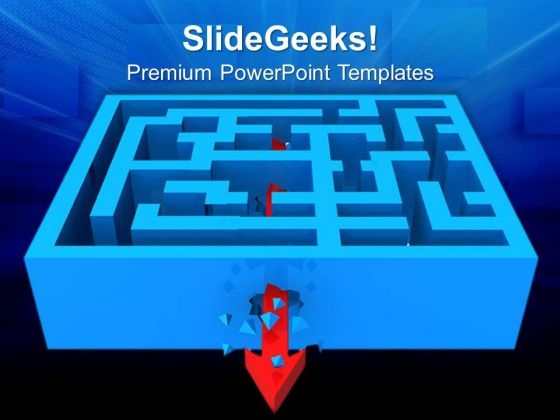 Breaking Through Maze Arrows PowerPoint Templates And PowerPoint Themes 0612