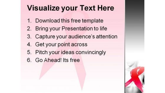 Breast Cancer PPT template with Pink Ribbon