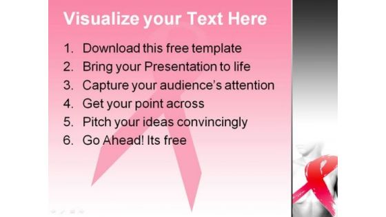 Breast Cancer PPT template with Pink Ribbon