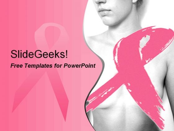 Breast Cancer PPT template with Pink Ribbon