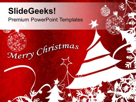 Bright Red Merry Christmas Background PowerPoint Templates Ppt Backgrounds For Slides 0113