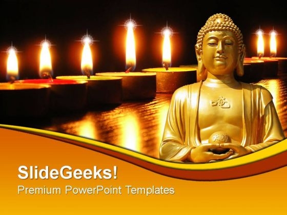 Buddha Statue With Candles Festival PowerPoint Templates And PowerPoint Themes 0812