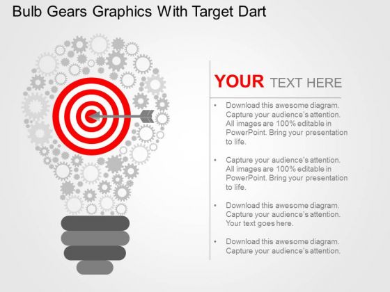 Bulb Gears Graphics With Target Dart PowerPoint Template