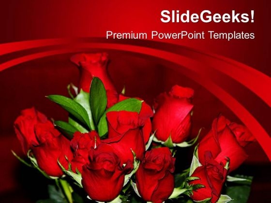 Bunch Of Roses With Red Background PowerPoint Templates Ppt Backgrounds For Slides 0613