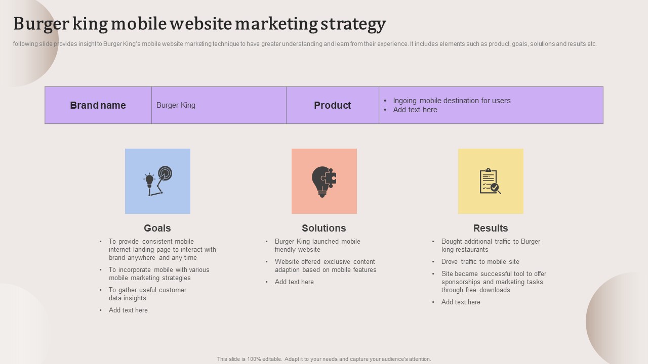 Burger King Mobile Website Marketing Evaluating Strengths And Weaknesses Inspiration Pdf