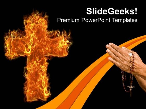 Burning Cross Worship Church PowerPoint Templates And PowerPoint Themes 0712