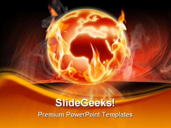 Burning World Globe PowerPoint Template 0910
