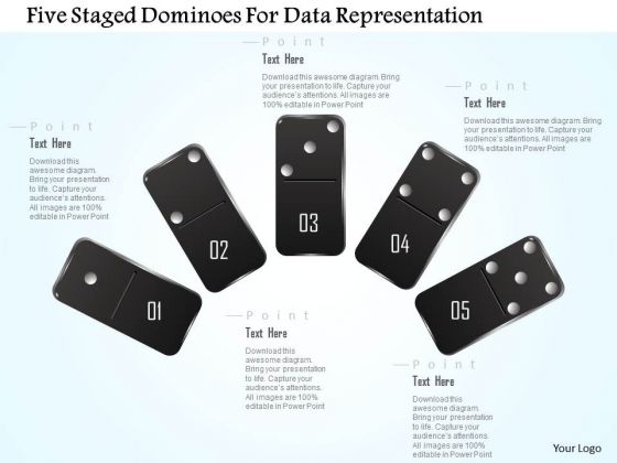 Busines Diagram Five Staged Dominoes For Data Representation Presentation Template
