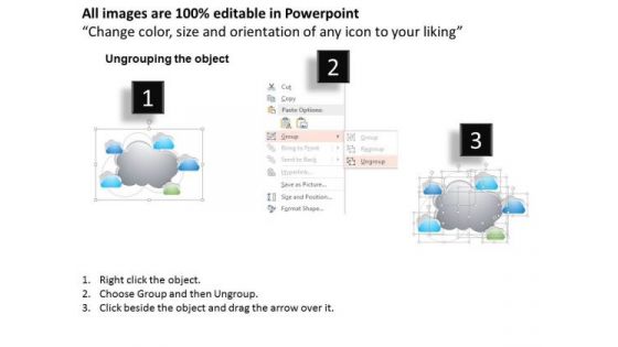 Busines Diagram Multiple Clouds Connected With Cloud For Cloud Computing Ppt Template