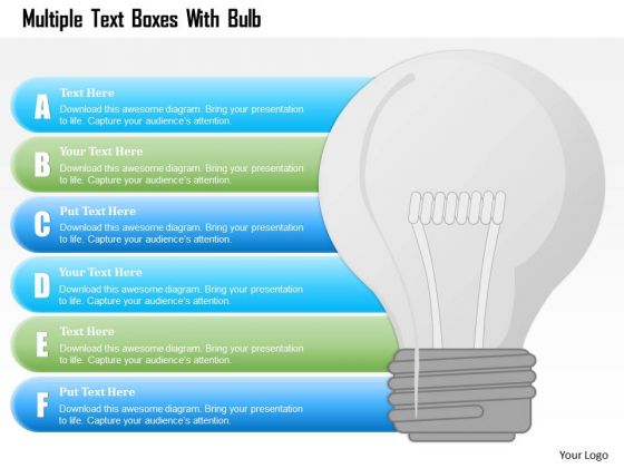 Busines Diagram Multiple Text Boxes With Bulb Presentation Template