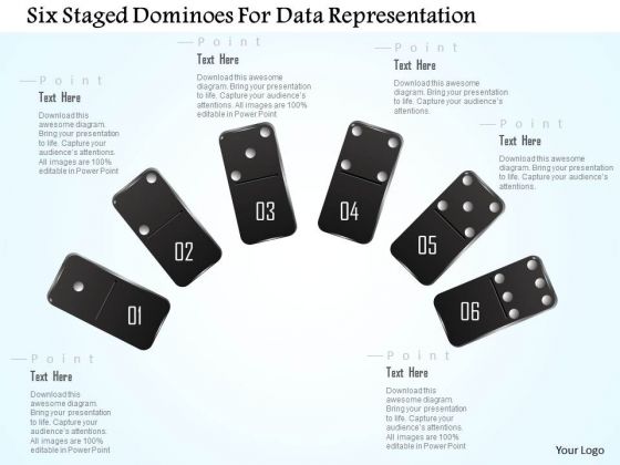 Busines Diagram Six Staged Dominoes For Data Representation Presentation Template