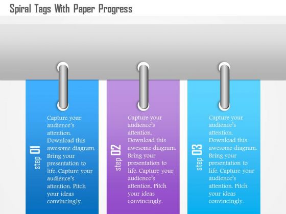 Busines Diagram Spiral Tags With Paper Progress Presentation Template