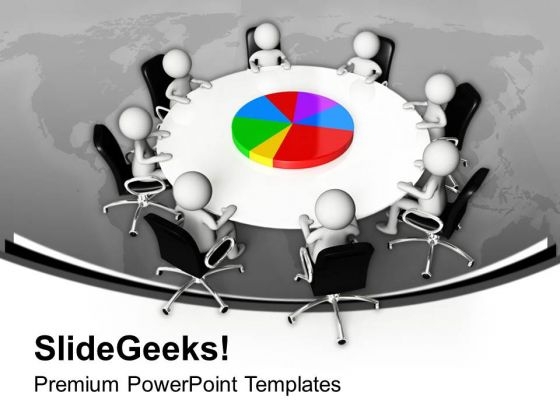 Business Analysis By Pie Chat Meeting PowerPoint Templates Ppt Backgrounds For Slides 0413