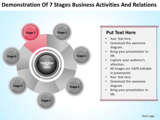 Business Analysis Diagrams Of 7 Stages Activities And Relations Ppt PowerPoint Templates