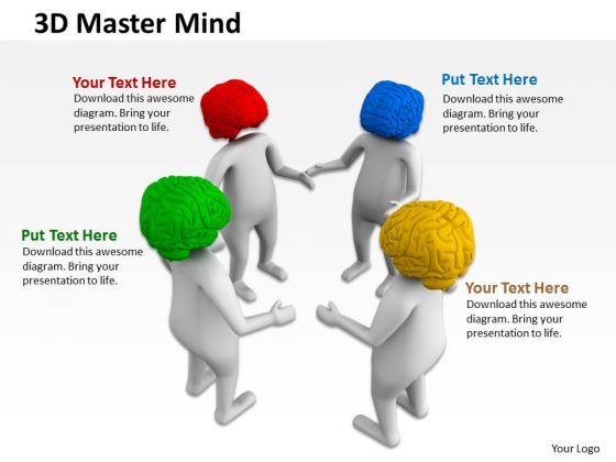 Business Analyst Diagrams 3d Man Human Mind PowerPoint Templates
