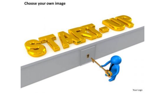 Business Analyst Diagrams 3d Man Start Up Unlocking PowerPoint Templates