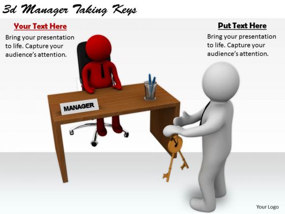 Business And Strategy 3d Manager Taking Keys Concept