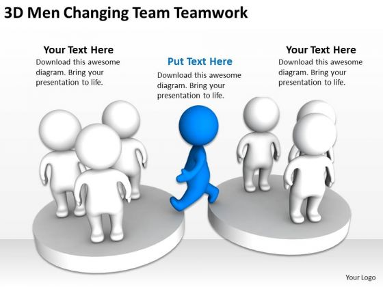 Business Charts Examples 3d Men Changing Team Teamwork PowerPoint Templates