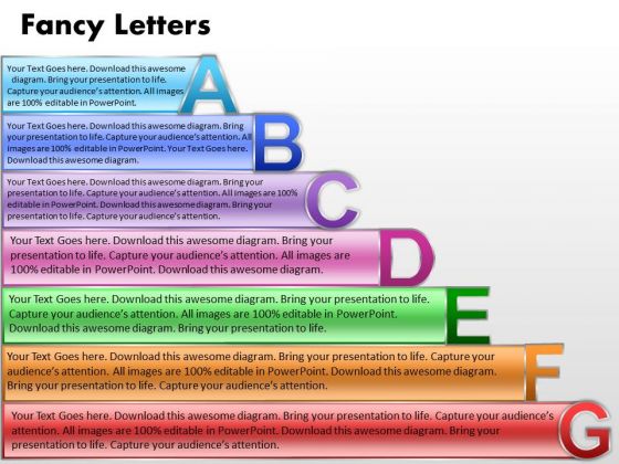 Business Charts PowerPoint Templates Fancy Letters Abcdefg With Textboxes