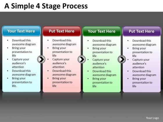 Business Charts PowerPoint Templates Simple 4 Stage Circular Process Editable Sales
