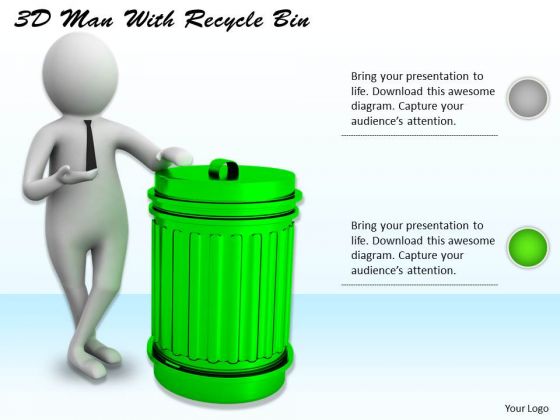 Business Concepts 3d Man With Recycle Bin Character