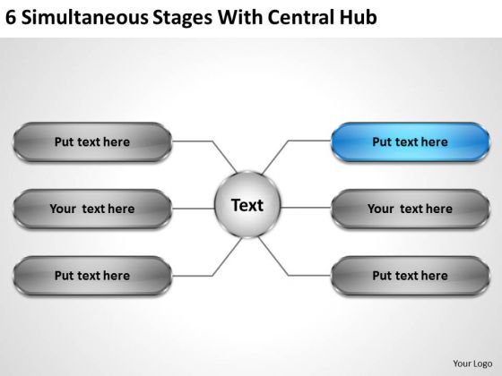 Business Concepts 6 Simultaneous Stages With Central Hub Marketing