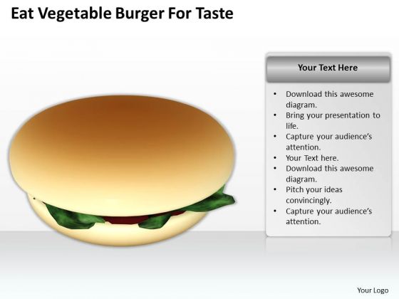Business Concepts Eat Vegetable Burger For Taste Success Images